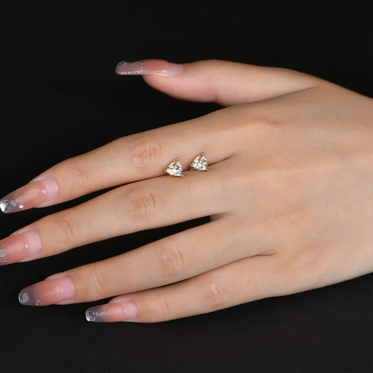 Golden Triad Moissanite Stud Earrings